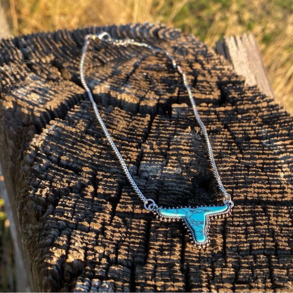 Ariat longhorn necklace with adjustable claw clasp extender